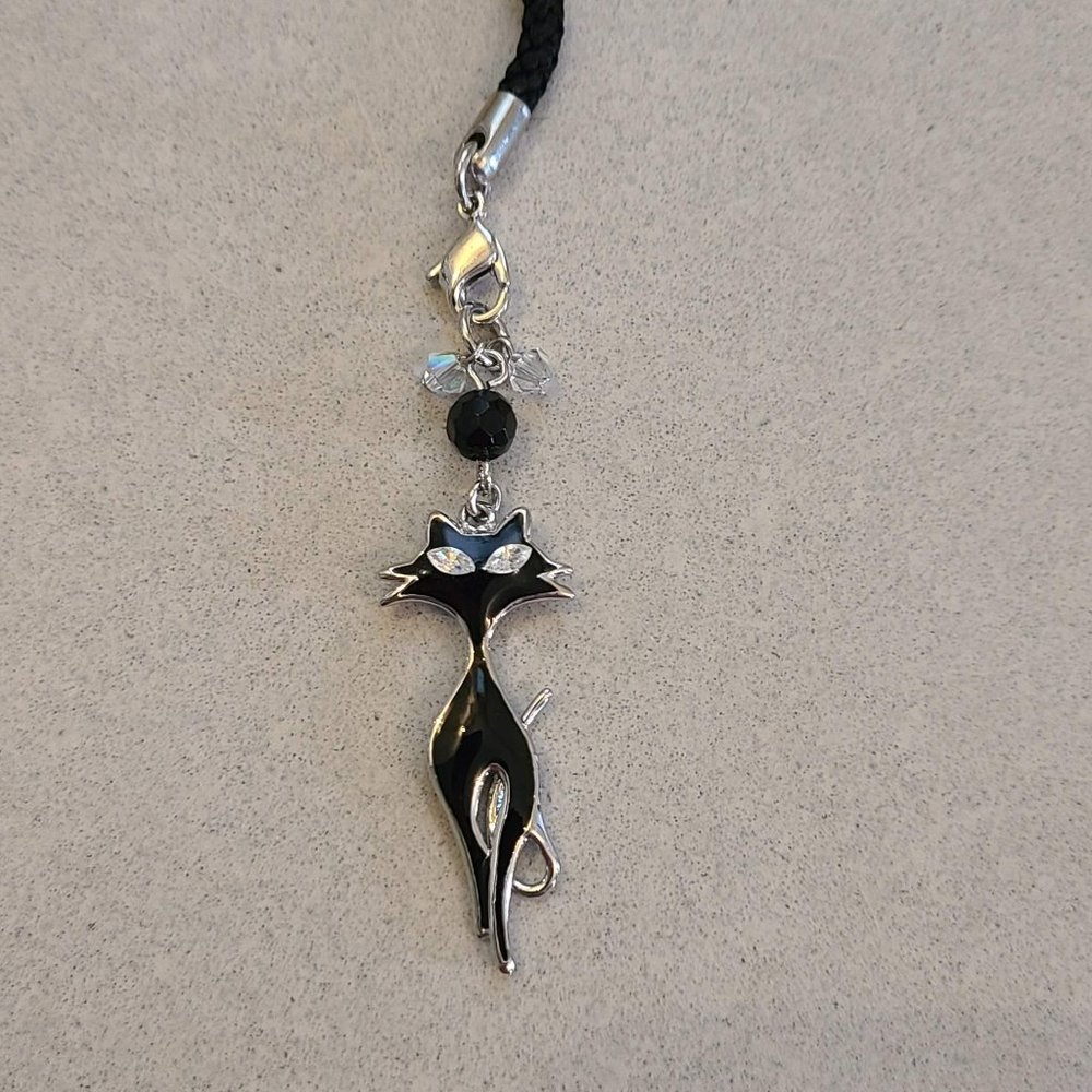 NWOT Black Cat Phone Charm